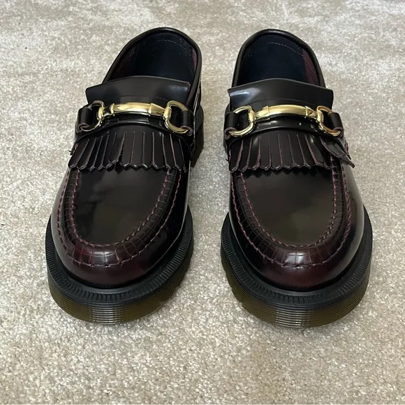 NWOT Dr Martens Adrian Snaffle Leather Kiltie Loafers Shoes-Womens 5-Oxblood-NEW