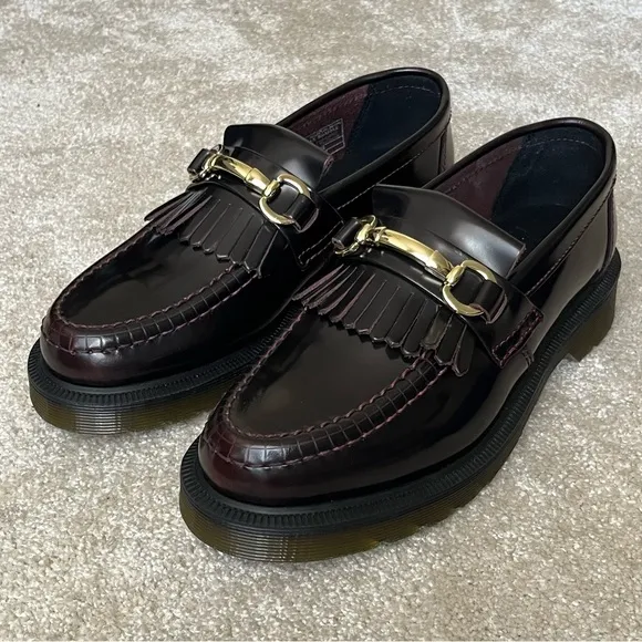 NWOT Dr Martens Adrian Snaffle Leather Kiltie Loafers Shoes-Womens 5-Oxblood-NEW