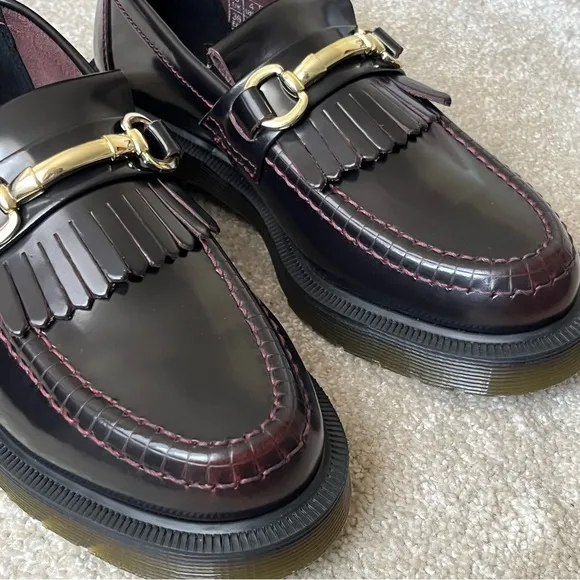 NWOT Dr Martens Adrian Snaffle Leather Kiltie Loafers Shoes-Womens 5-Oxblood-NEW
