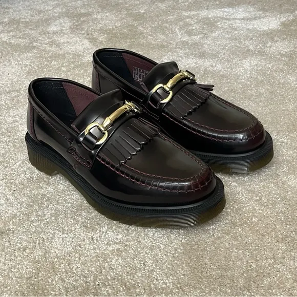 NWOT Dr Martens Adrian Snaffle Leather Kiltie Loafers Shoes-Womens 5-Oxblood-NEW