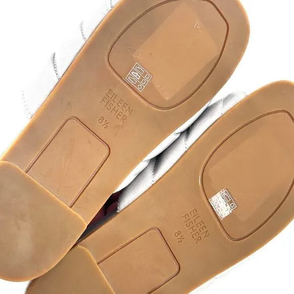 NWOT Eileen Fisher Haze Nappa Leather Slide Sandals 8.5 Gray Purple Women's
