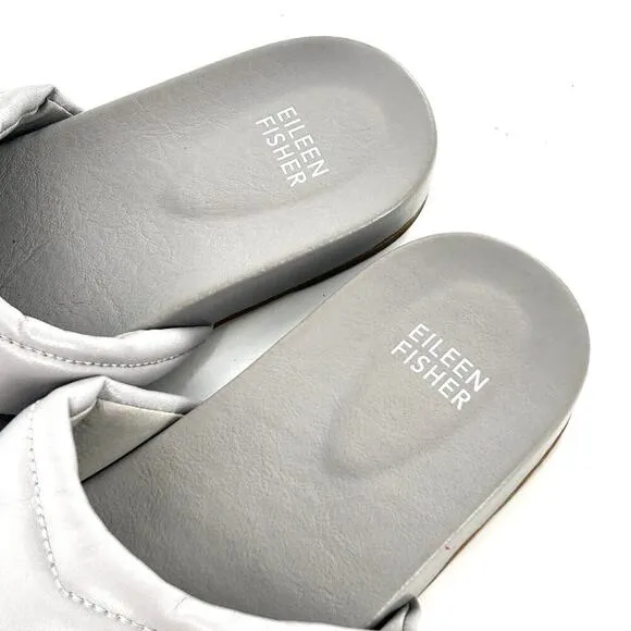 NWOT Eileen Fisher Haze Nappa Leather Slide Sandals 8.5 Gray Purple Women's