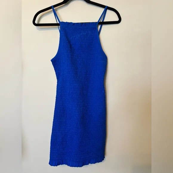 NWOT! FREE PEOPLE Iyla Smocked Mini Dress in Blue