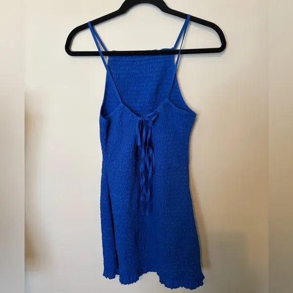 NWOT! FREE PEOPLE Iyla Smocked Mini Dress in Blue