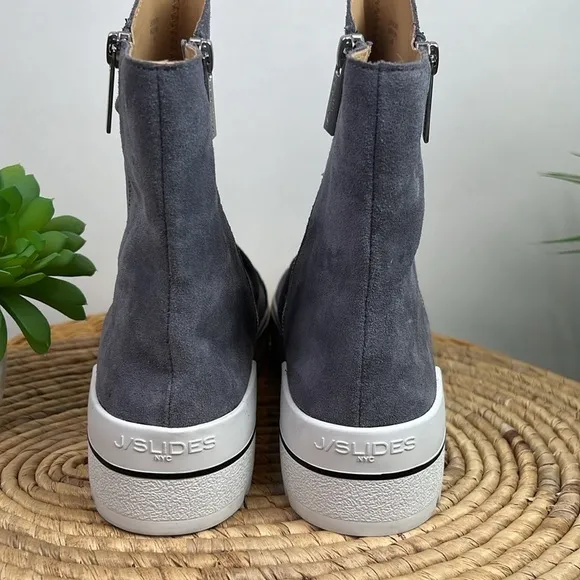 NWOT J/Slides Nila Suede Gray High Top Bootie Sneaker Shoe Platform 8.5
