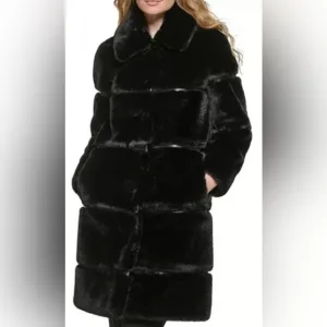 NWOT [Karl Lagerfeld] Paris Quilted Black Faux Fur Winter Coat Women’s Medium