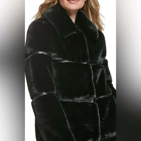 NWOT [Karl Lagerfeld] Paris Quilted Black Faux Fur Winter Coat Women’s Medium