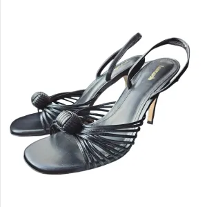 NWOT • LARROUDE | Valerie Leather Slingback Sandals in Black Size US 11
