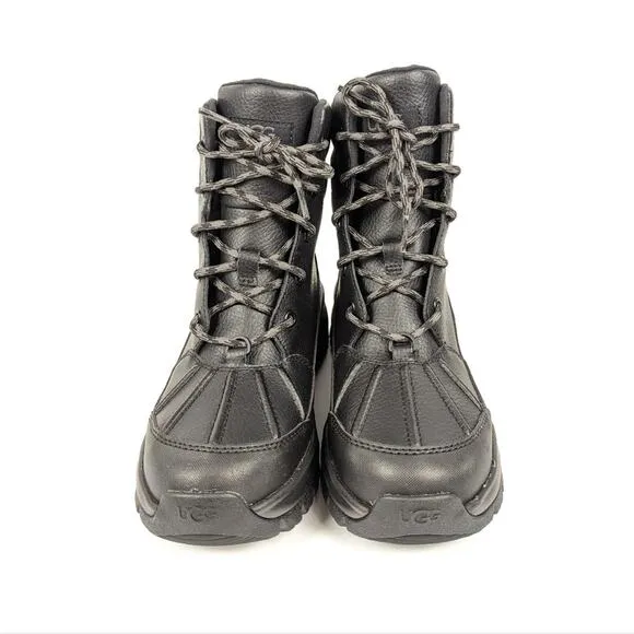 NWOT Ugg Womens Shoes Black Leather Yose Lace Up Boots Size 6