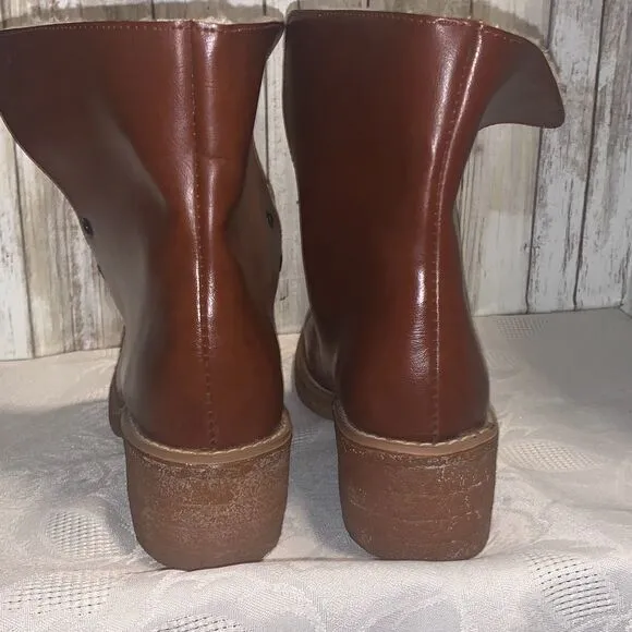 NWOT Vintage Sears Cognac Brown Shearling Boots Women’s Size 8.5 B
