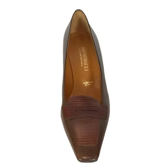 NWOT Womens Size 11 Bruno Magli Menswear Penny Loafer Leather Heeled Pump Shoes
