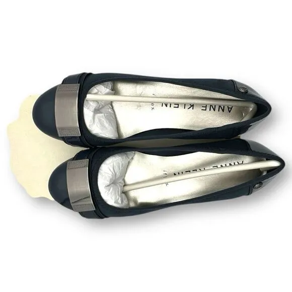 NWT Anne Klein Womens Round Toe Akadette Slip-on Ballet Flats Navy Size 7M