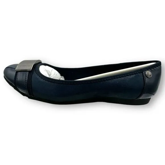 NWT Anne Klein Womens Round Toe Akadette Slip-on Ballet Flats Navy Size 7M