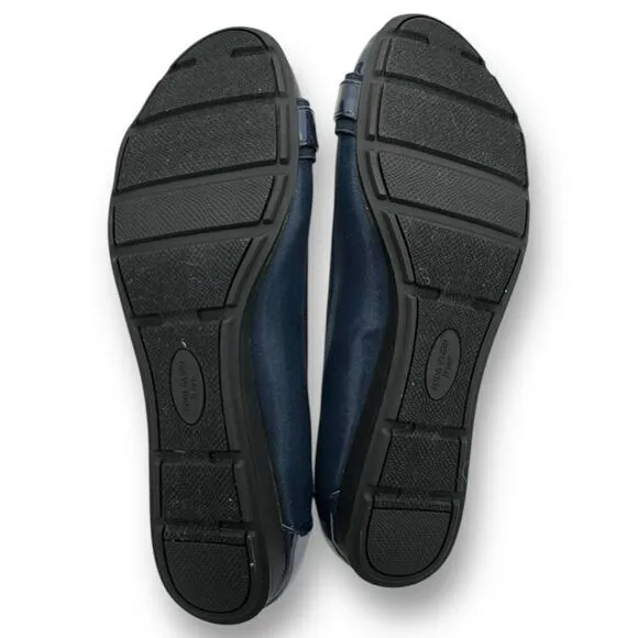 NWT Anne Klein Womens Round Toe Akadette Slip-on Ballet Flats Navy Size 7M