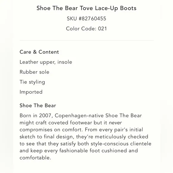 NWT Anthropologie Shop The Bear Tove Lace-Up Boot US 10-10.5/ 41 EU