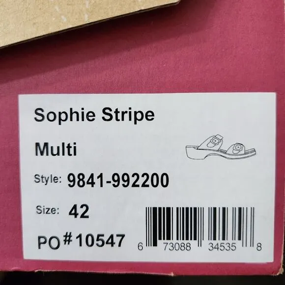 NWT Dansko Sophie Stripe Multicolored Sandals Size 42