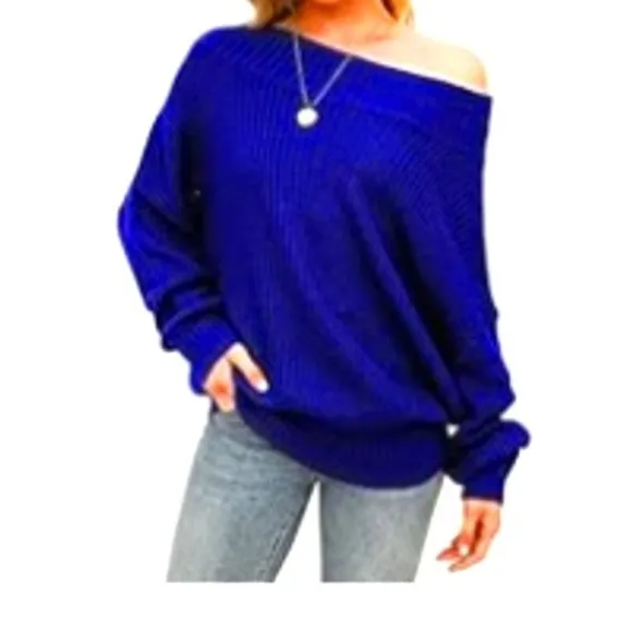 NWT - EXLURA - HOT PINK LOOSE CROCHET OFF SHOULDER COZY 80's BARBIE GLAM - M/L