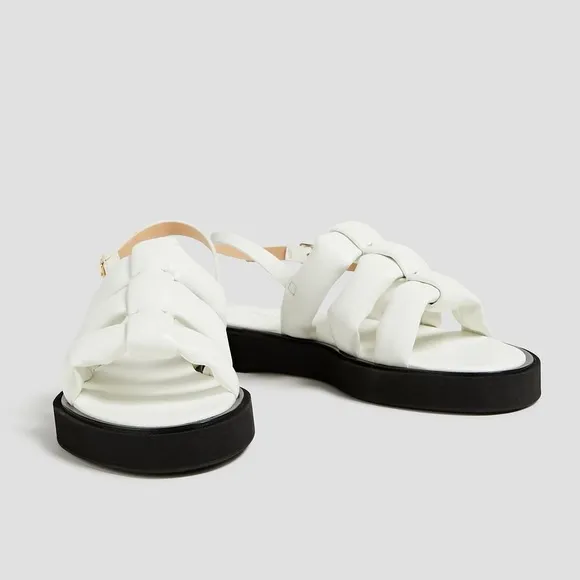 NWT FRAME Le Weston white &amp; black padded faux leather sandals | size 39 / 9