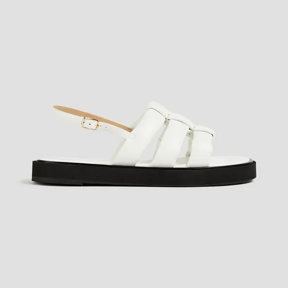 NWT FRAME Le Weston white &amp; black padded faux leather sandals | size 39 / 9