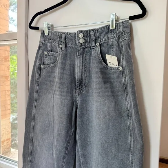 NWT Free People Aster Straight Leg Jeans Denim We The Free in Slate Grey