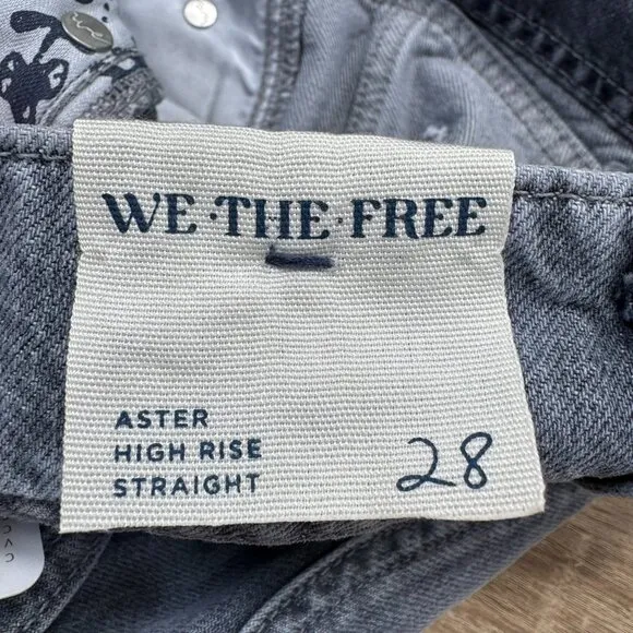 NWT Free People Aster Straight Leg Jeans Denim We The Free in Slate Grey