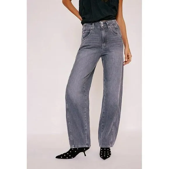 NWT Free People Aster Straight Leg Jeans Denim We The Free in Slate Grey