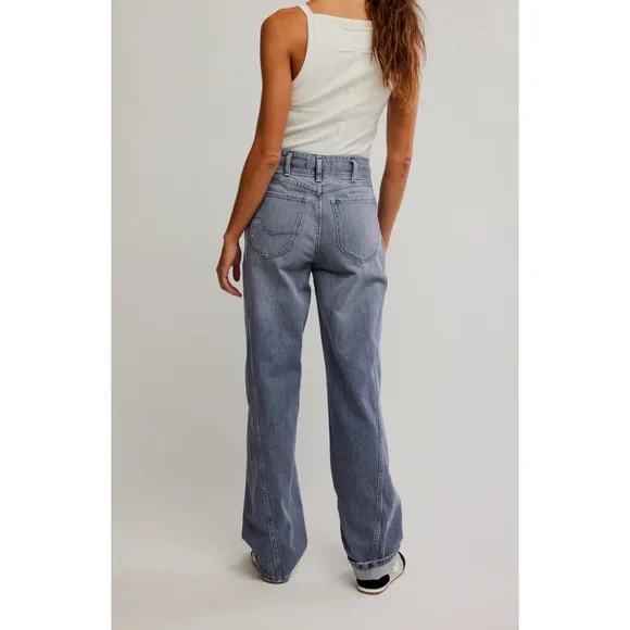 NWT Free People Aster Straight Leg Jeans Denim We The Free in Slate Grey