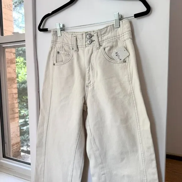 NWT Free People Aster Straight Leg Jeans We The Free in Cream