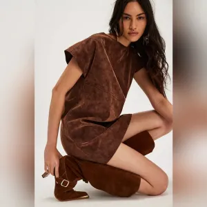 NWT Free People Sawyer Mini Dress Color: Chicory Coffee Size XS