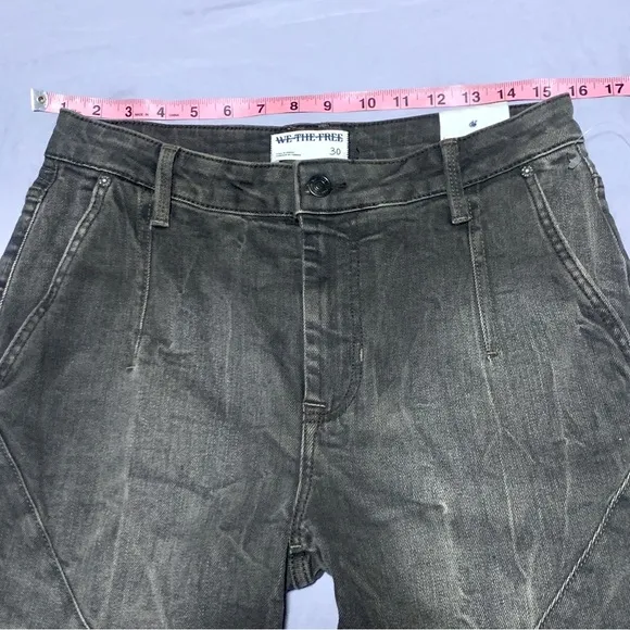 NWT Free People Vector Moto Mid Rise Flare Jeans Denim We the Free 30 Grey