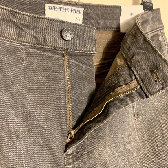 NWT Free People Vector Moto Mid Rise Flare Jeans Denim We the Free 30 Grey
