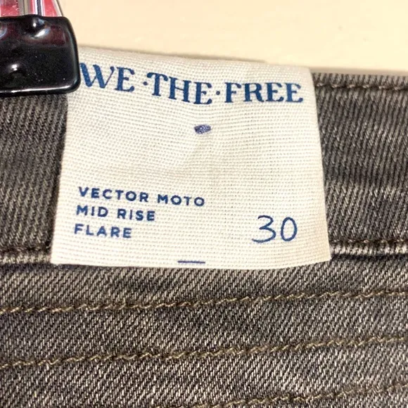NWT Free People Vector Moto Mid Rise Flare Jeans Denim We the Free 30 Grey