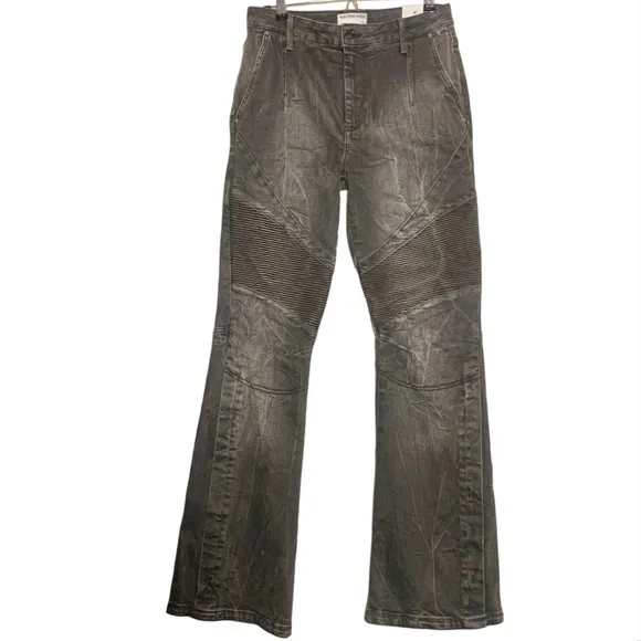 NWT Free People Vector Moto Mid Rise Flare Jeans Denim We the Free 30 Grey