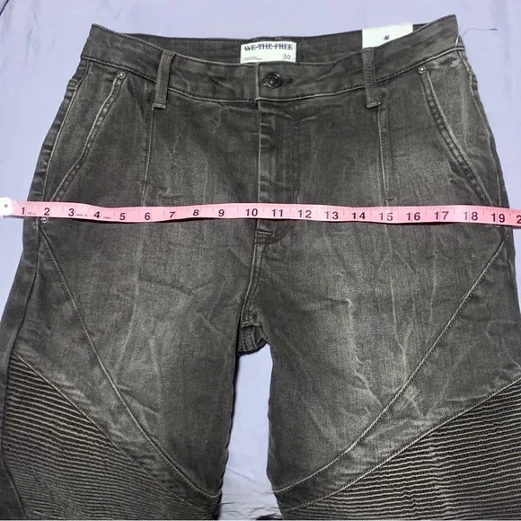 NWT Free People Vector Moto Mid Rise Flare Jeans Denim We the Free 30 Grey