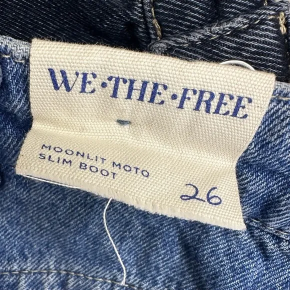 NWT Free People We The Free Moonlit Moto Slim Bootcut Jeans