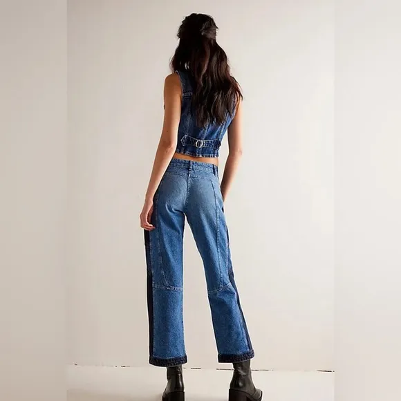NWT Free People We The Free Moonlit Moto Slim Bootcut Jeans