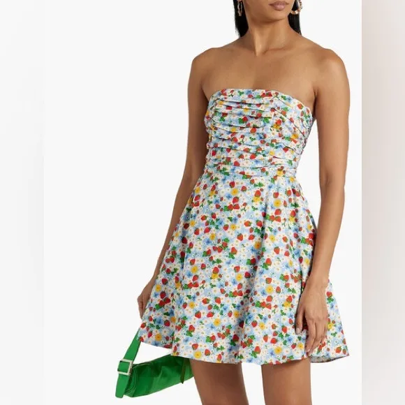 NWT HVN Karla Ruched Strawberry Mini Dress