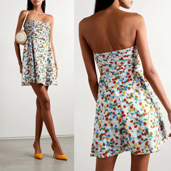 NWT HVN Karla Ruched Strawberry Mini Dress