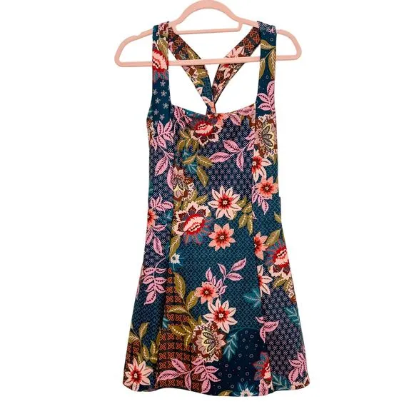 NWT Johnny Was Active Delfino Twist Back Floral Print Tennis Dress Multi Large