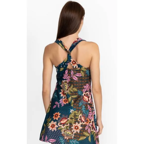 NWT Johnny Was Active Delfino Twist Back Floral Print Tennis Dress Multi Large
