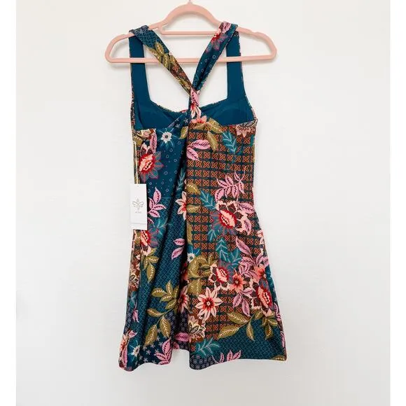 NWT Johnny Was Active Delfino Twist Back Floral Print Tennis Dress Multi Large