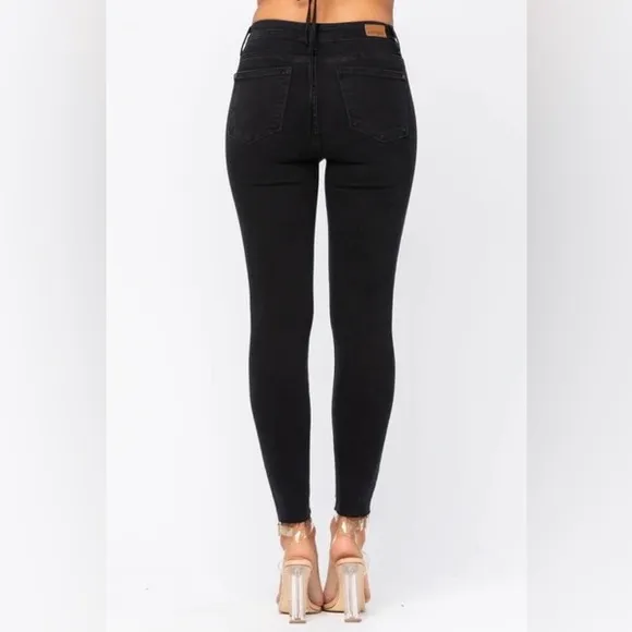 NWT Judy Blue Leopard Patch Skinny Black Jeans