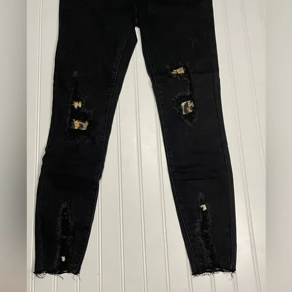 NWT Judy Blue Leopard Patch Skinny Black Jeans