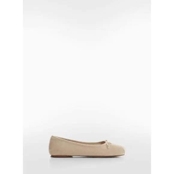 NWT Loft cream velvet velour bow ballet flats sz 6.5