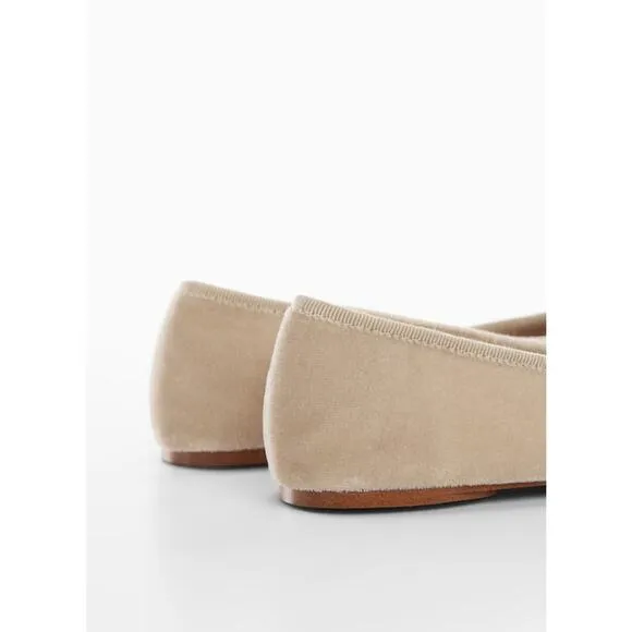 NWT Loft cream velvet velour bow ballet flats sz 6.5