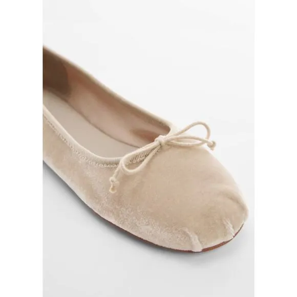 NWT Loft cream velvet velour bow ballet flats sz 6.5