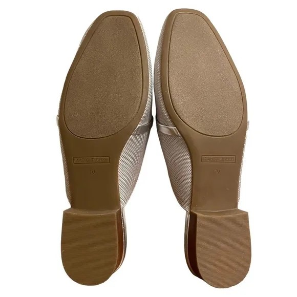 NWT Marc Fisher Namila Silver Tailored Mules Flats Size 7