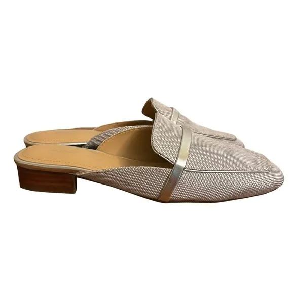 NWT Marc Fisher Namila Silver Tailored Mules Flats Size 7