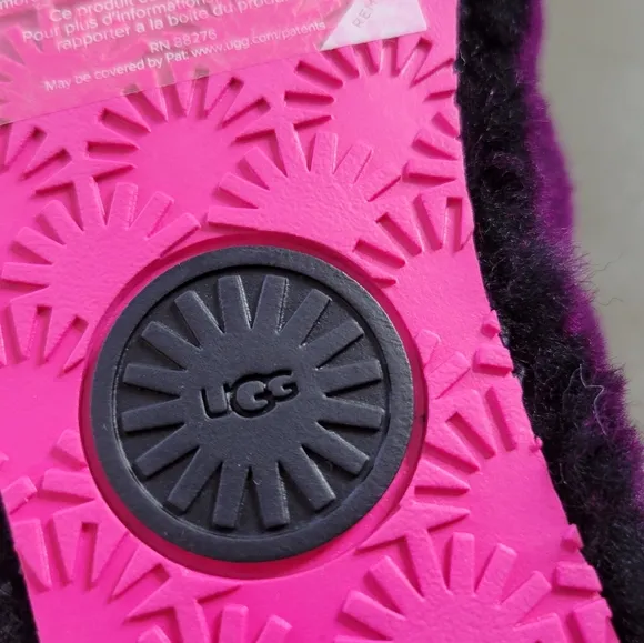 NWT UGG Fluff Yeah Plush Purple Slide Sandals Purple Lambswool Wool Shearling 6