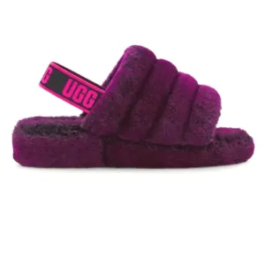 NWT UGG Fluff Yeah Plush Purple Slide Sandals Purple Lambswool Wool Shearling 6